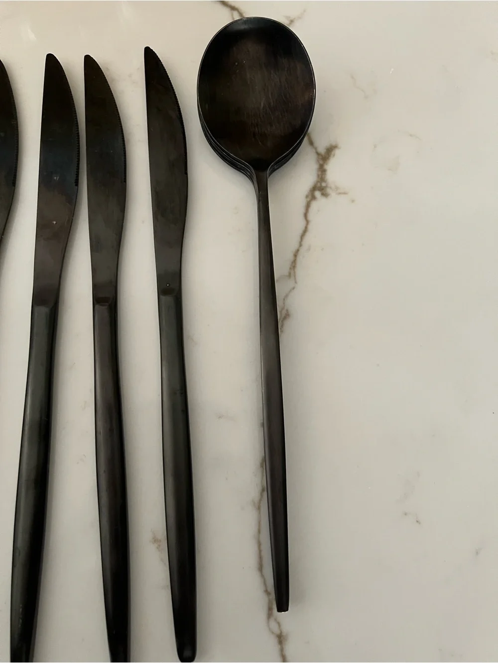 Matte Black Stainless Steel Flatware Set - Modern Cutlery